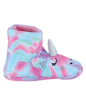 Niños 3D Rosa Unicornio Zapatillas Botas | Arco Iris Novedad Botines para Niñas - Rosa