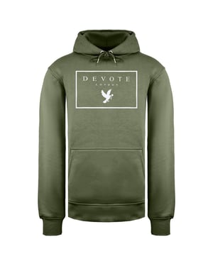Devoto London para hombre oliva/sudadera con capucha blanca