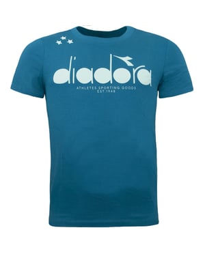 Camiseta azul del logotipo de la diadora