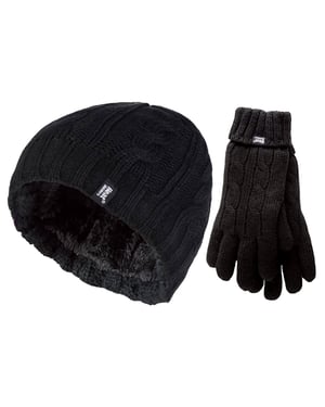Heat Holders - Juego de gorro y guantes de invierno para mujer - Negro