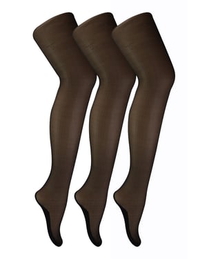 Sock Snob - Mallas con Costura Vintage para Mujer | Multipack de 3 Pares | Mallas Ultra Brillantes hasta la Rodilla de 40 Denier con Línea en la Espalda - Negro / Negro