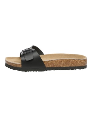 EVER AU Sandalias Easy Slip-On de piel de cisne para mujer - Piel negra