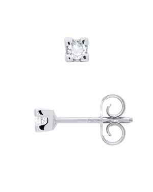 Pendientes de tachuelas de diamantes 0.10 cts de oro blanco