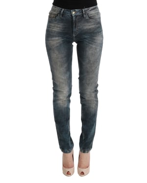 Jeans de mezcla de algodón lavado azul Cavalli de corte slim