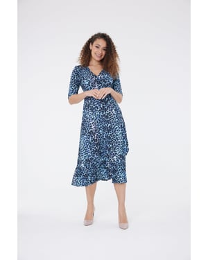 Vestido estampado animal Claire - Azul