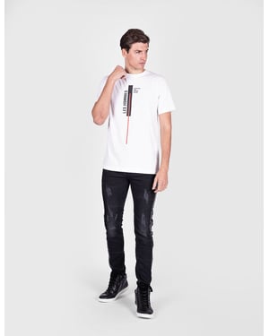 Camiseta Les Hommes Línea Vertical Hombre Blanco