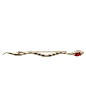 Pin de solapa dorado de latón con serpiente y cristal rojo de Dolce & Gabbana