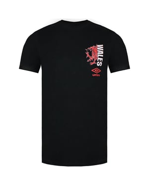 Camiseta negra para hombre umbro Wales Illustrated Dragon