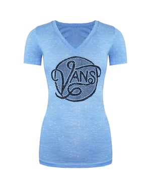 Vans Off the Wall Graphic Logotipo en V-Camiseta Blue Womens Camiseta Vvzi9nm