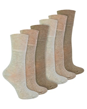 IOMI - 6 Pack Calcetines Diabéticos de Bambú para Mujer - Beige