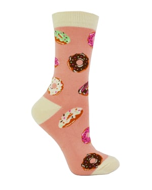 Miss Sparrow - Calcetines de Bambú para Mujer | Novedosos Calcetines de Rayas y Lunares | Suaves y Transpirables | Regalos para Ella - Donuts (Rosa)