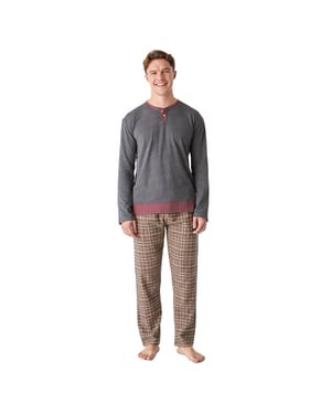 Pijama de algodón manga larga cuello medio JJBEP5902 hombre