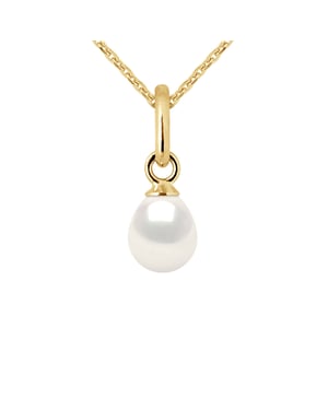 Pear Pearl de agua dulce colgante de 5-6 mm PERA NEGRA 18K Gold blanco entregado con cadena