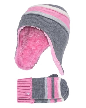 Heat Holders - Set de gorro y manoplas de invierno para niña - Gris guijarro