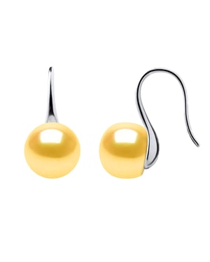 Pendientes ganchos de perlas de agua dulce de 9-10 mm botones blancos 925