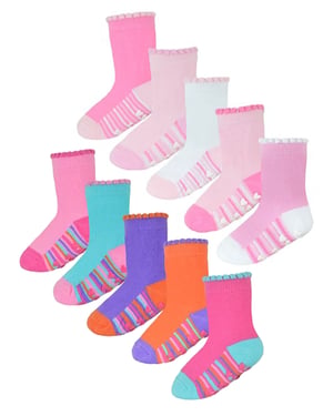 Calcetines antideslizantes para bebé niña con talones y dedos | Paquete de 10 pares | Calcetines suaves y bonitos con agarres - Estilo 2