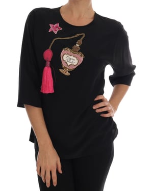 Blusa de seda negra Fairy Tale de mujer de Dolce & Gabbana con cristales