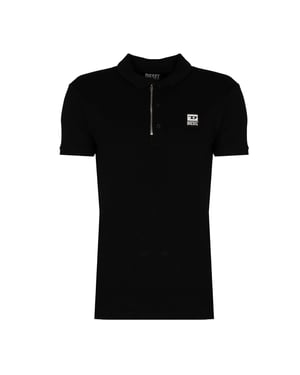Diesel T-Harry polo negro con cierre de cremallera