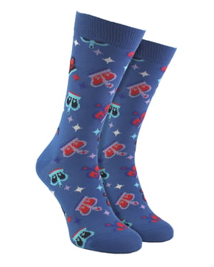 Calcetines unisex con diseño de corona de algodón - Azul
