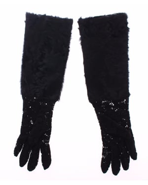 Guantes de mujer de piel de cordero con encaje negro de lana de Dolce & Gabbana