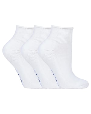 IOMI - Calcetines de algodón acolchados para diabéticos de 3 pares para pies y piernas hinchados - Blanco