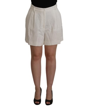 Shorts de Mujer de Algodón de Cintura Alta Blancos Dolce & Gabbana