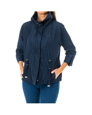 Chaqueta manga larga cuello alto y cordón ajustable a media cintura LWO004 mujer
