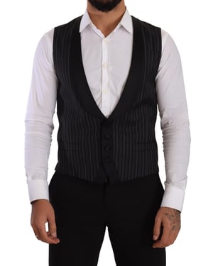 Chaleco de lana y seda con rayas negras para hombre de Dolce & Gabbana