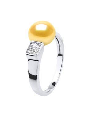Joyería de perlas de agua dulce ajustable de anillo 9-10 mm dorado 925