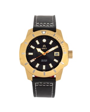 Reloj de buceo para hombre con correa de cuero Shield Shaw y fecha
