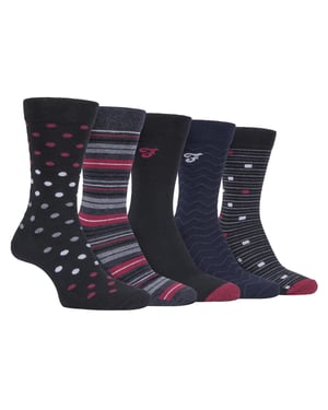 Farah - Paquete de 5 calcetines de algodón para hombre, finos, transpirables y con diseño de lunares - FCS273BLKBER (Lunares)