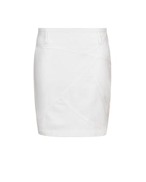 Falda de Gabardina Blanca con Costuras Decorativas