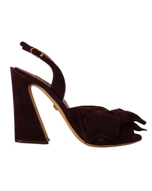 Sandalias de tacón con correa al tobillo de ante púrpura oscuro para mujer de Dolce & Gabbana