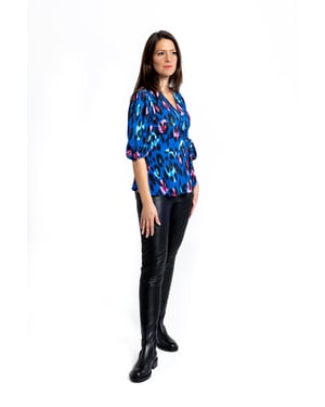 Top con estampado de leopardo - Azul