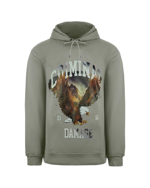 Daño criminal Eagle para hombre con capucha gris