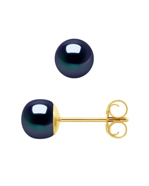 Pendientes de tachuelas Pearls cultivadas 5-6 mm en blanco o negro