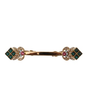 Broche de corbata con clip de cuello en tono dorado y verde esmeralda para hombre de Dolce & Gabbana