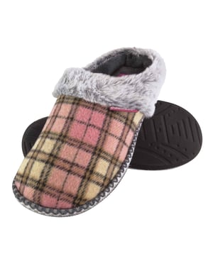 Dunlop - Ladies Cute Cosy Plush Memory Foam Knitted Slippers With Open Back Mules