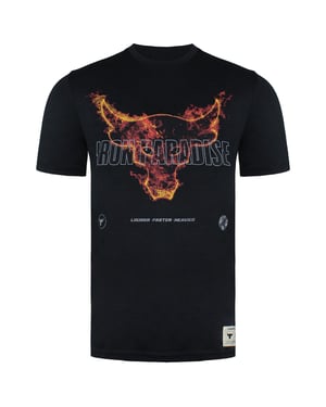 Under Armour X Project Rock Fire Camiseta de cuello negro de manga corta Camiseta para hombre 1361732 001