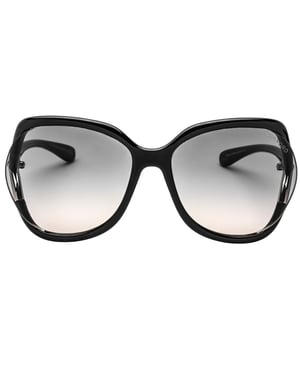 Gafas de sol negras brillantes con lentes ahumados degradados de Tom Ford