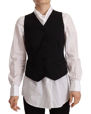 Top sin mangas negro con botones de Dolce & Gabbana para mujer en viscosa
