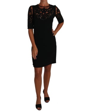 Vestido de cóctel negro con patrón de flores recortadas de Dolce & Gabbana