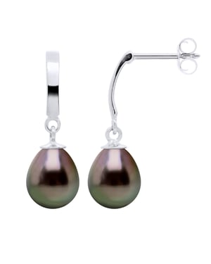 Medio aro perlas tahitianas peras 8-9 mm de oro blanco