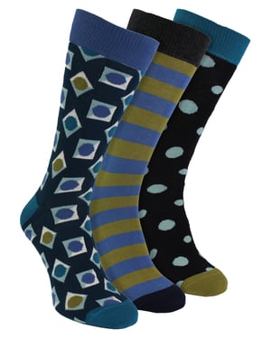 HS by Happy Socks - Calcetines de vestir para hombre en caja de regalo de 3 unidades - Cuadrados