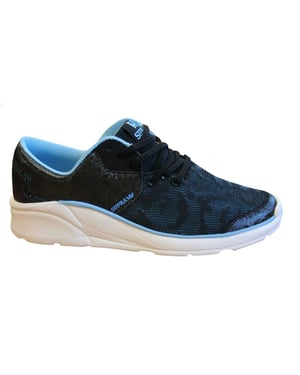 Supra Noiz Womens Entrenadores Black Blue Lace Up Casual Running Shoes 98026 069