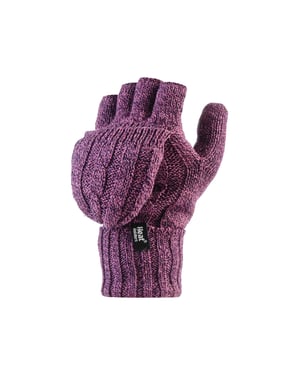 Convertidor térmico de mujer Guantes de punto por cable sin dedos de 2,3 tog