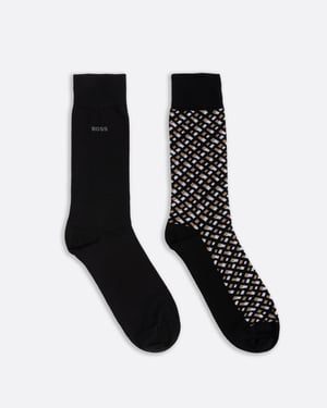 BOSS Orange Monograma Pack de 2 Calcetines de Longitud Regular para Hombre en Mezcla de Algodón