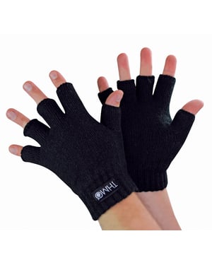 Guantes de invierno sin dedos para niños | THMO | Guantes térmicos con forro polar Thinsulate para niños - Negro