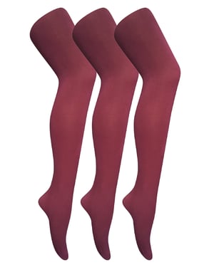 3 Pares de Mallas Opacas de 80 Denier para Mujer | Sock Snob | Plain Block Colour Tights - Borgoña