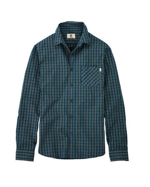 Timberland Poplin Manga larga Button Up Green Plaid Mens Shirt A1azf C14